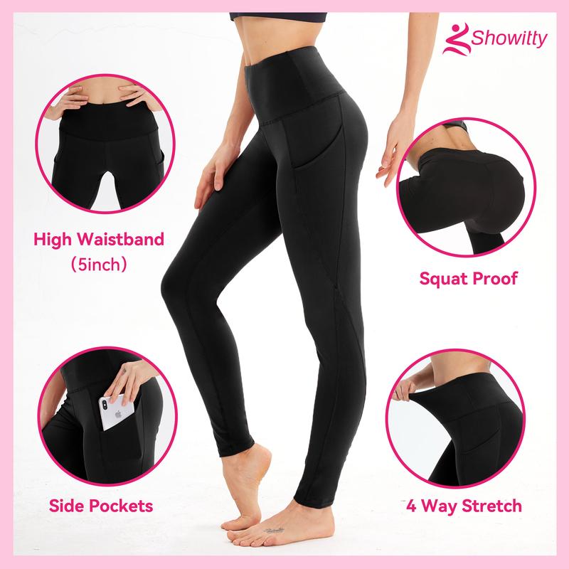 SHOWITTY 1 3 Pack Leggings for Women with Pockets - Plus Size High Waist Women's Workout Running Yoga Pants