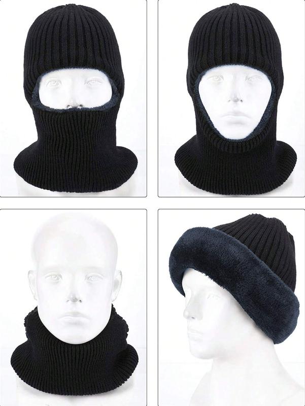 Men's Winter Knitted Windproof Neck Full Face Mask Balaclava Hat, Suitable for Skiing and Winter Sports