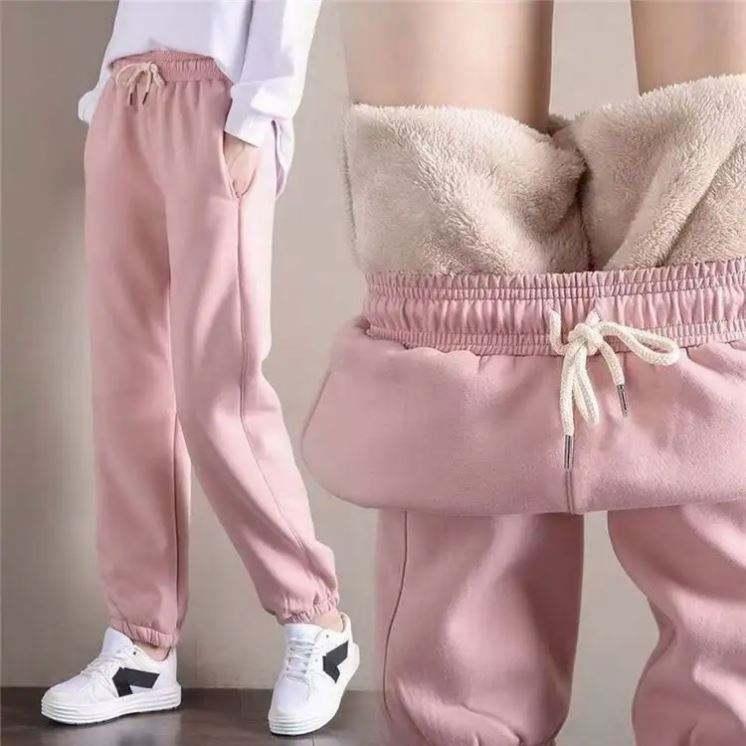 Winter Women Sport Pants Sweatpants Workout Fleece Trousers Solid Thick Warm Winter Female Running Jogger Pants