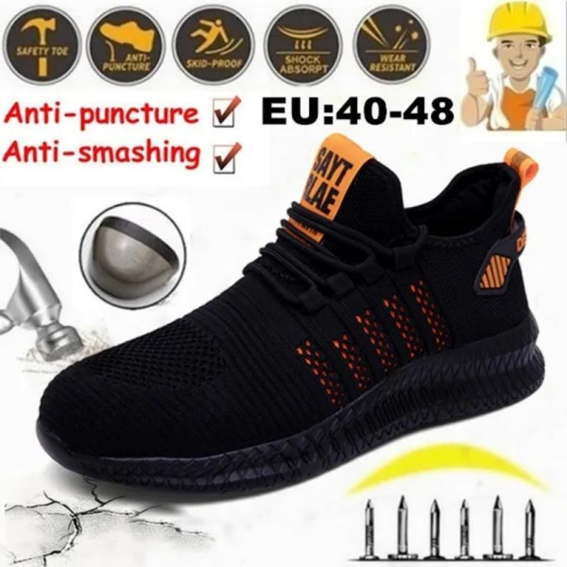 Outdoor Men's Work Steel Head Safety Shoes Comfortable Breathable Safety Boots Men's Sports Shoes Hiking Shoes