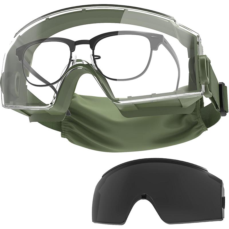 ONETIGRIS Goggles Over Glasses, Anti Fog Eyeglasses, Safety OTG Goggles Protection with Interchangeable Len