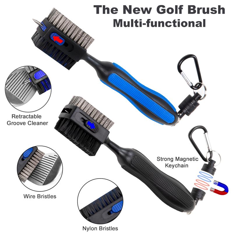 Golf Accessories Kit 13 in 1, includes a towel, divot tool, ball marker, golf tee, storage bag and cleaning brush. Golf gifts for him.