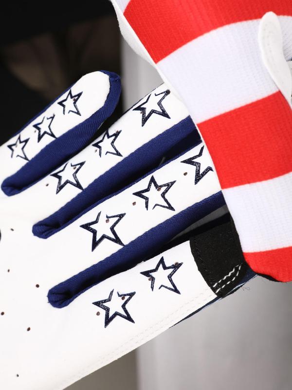 American Flag & Letter Print Sports Gloves, Non-Slip Breathable Riding Cycling Gloves, Outdoor Gloves for Men & Women