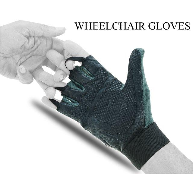 BTR BORN TO RACE Wheelchair Gloves for Men and Women | Workout Gloves | Fingerless Long Thumb Leather Palm Gloves