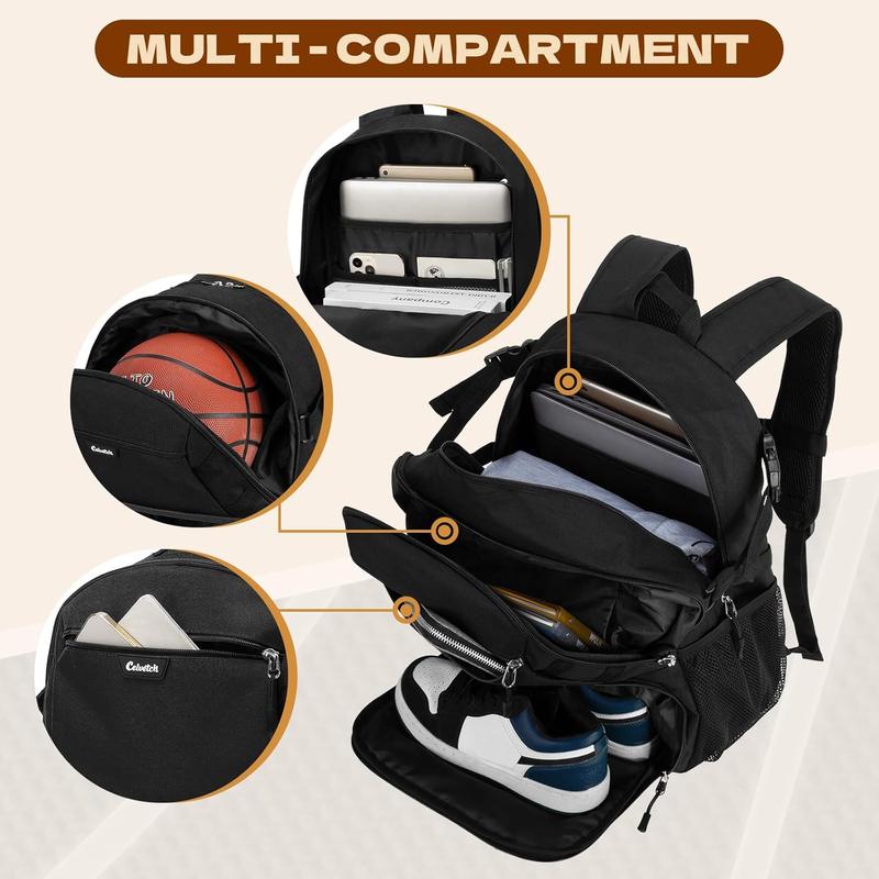 Basketball Backpack with Shoe Compartment Large Basketball Bag with Ball Holder for Men Women Gym Backpack fit Volleyball Football for  Travel Gym