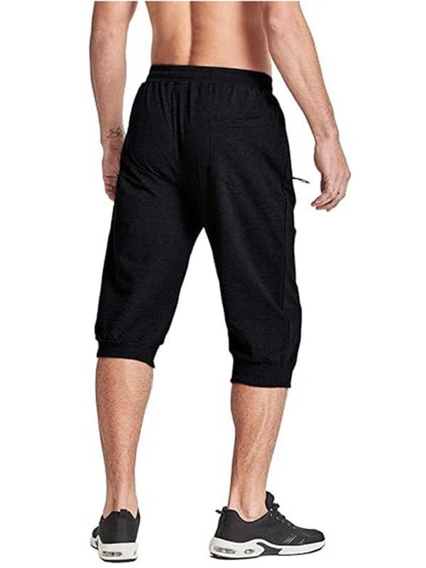 MAGCOMSEN Men's 3 4 Joggers Capri Pants with Zipper Pockets Slim Fit Training Running Workout Capri Joggers