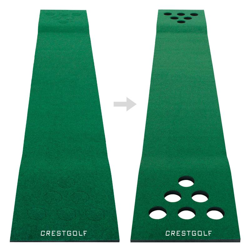 CRESTGOLF Golf pong game putting mat with 12 holes,Golf Games,Golf Training Aid for outdoor and indoor