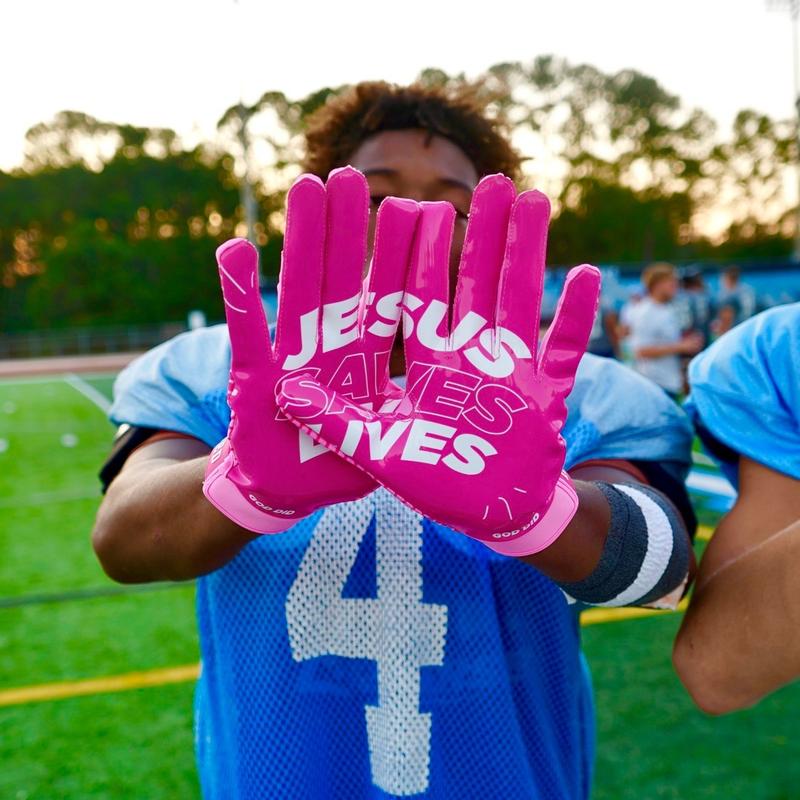 JESUS SAVES LIVES FOOTBALL RECIEVER GLOVES