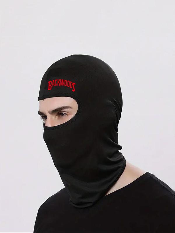 Letter Print Balaclava Hat, Outdoor Full Face Covering Single Hole Mask, Breathable Quick Drying Outdoor Motorcycle Riding Mask