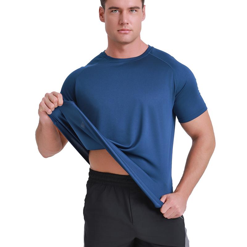 5 Pack Men's Short Sleeve Shirts, Breathable Dry Fit Moisture Wicking T-Shirts,  Gym Athletic Workout Running , Men's Wear sport tees gym wear top men clothes