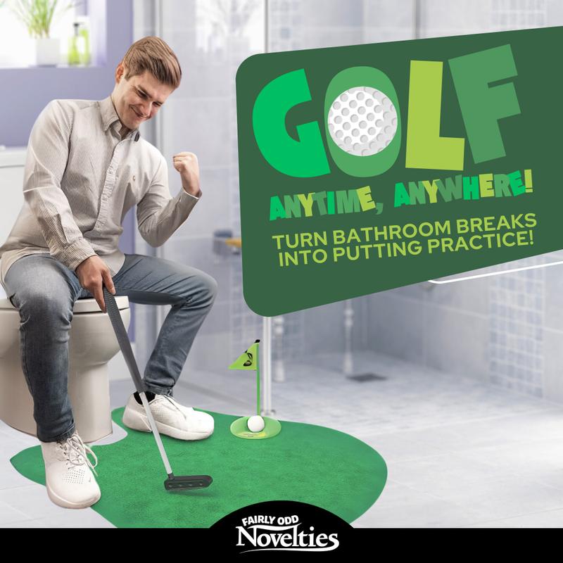 Potty Putter Toilet Time Golf Game | Novelty Gift for Golfers | Practice Your Putting Anytime | Green