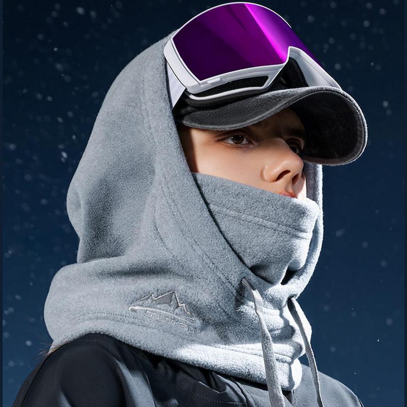 Unisex Cycling Cap Ski Winter Windproof Outdoor Sports Bib Cold Padded Hood Mask Plush Warm Hat Drawstring Warmth