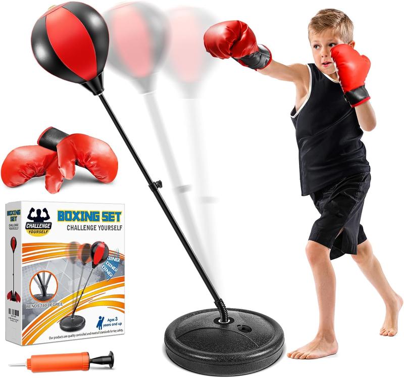 Punching Bag for Kids, Kids Boxing Bag with Stand, 3 4 5 6 7 8 9 10 Years Old Adjustable Kids Punching Bag, Boxing Equipment for Kids with Boxing Gloves, Boxing Set as Boys & Girls Toys Gifts