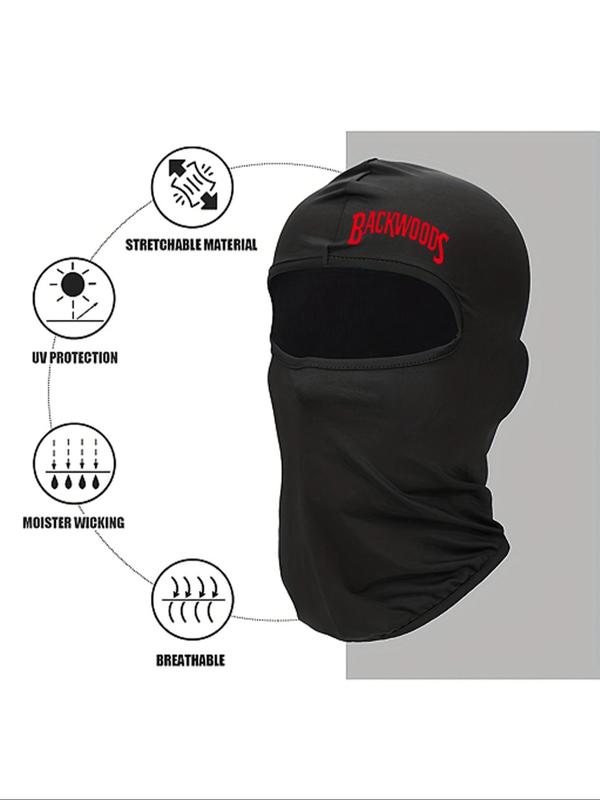 Letter Print Balaclava Hat, Outdoor Full Face Covering Single Hole Mask, Breathable Quick Drying Outdoor Motorcycle Riding Mask