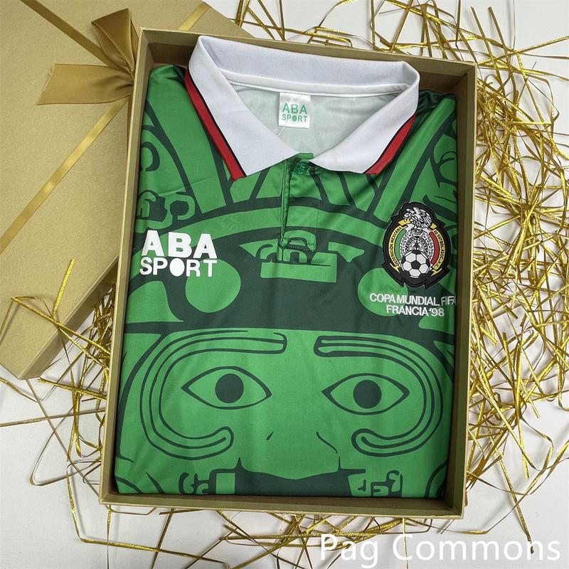 1998 World Cup Mexico National Team Home Short Sleeve Retro Soccer Jersey Greener