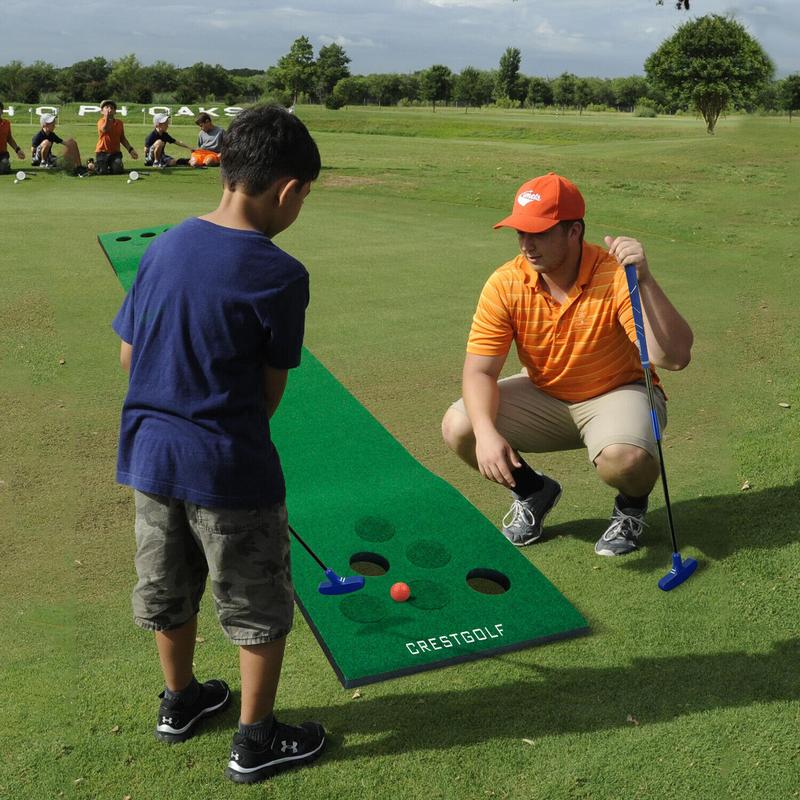 CRESTGOLF Golf pong game putting mat with 12 holes,Golf Games,Golf Training Aid for outdoor and indoor