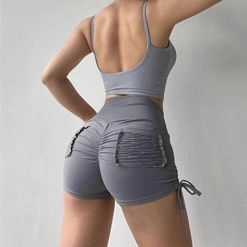 JOJOANS Drawstring Gym Shorts with Pockets for Women Scrunch Butt Shorts Yoga Fitness Workout Short Leggings