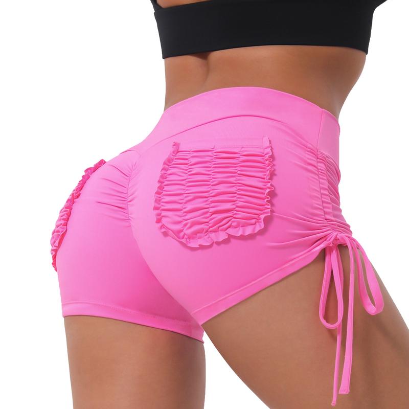 JOJOANS Drawstring Gym Shorts with Pockets for Women Scrunch Butt Shorts Yoga Fitness Workout Short Leggings