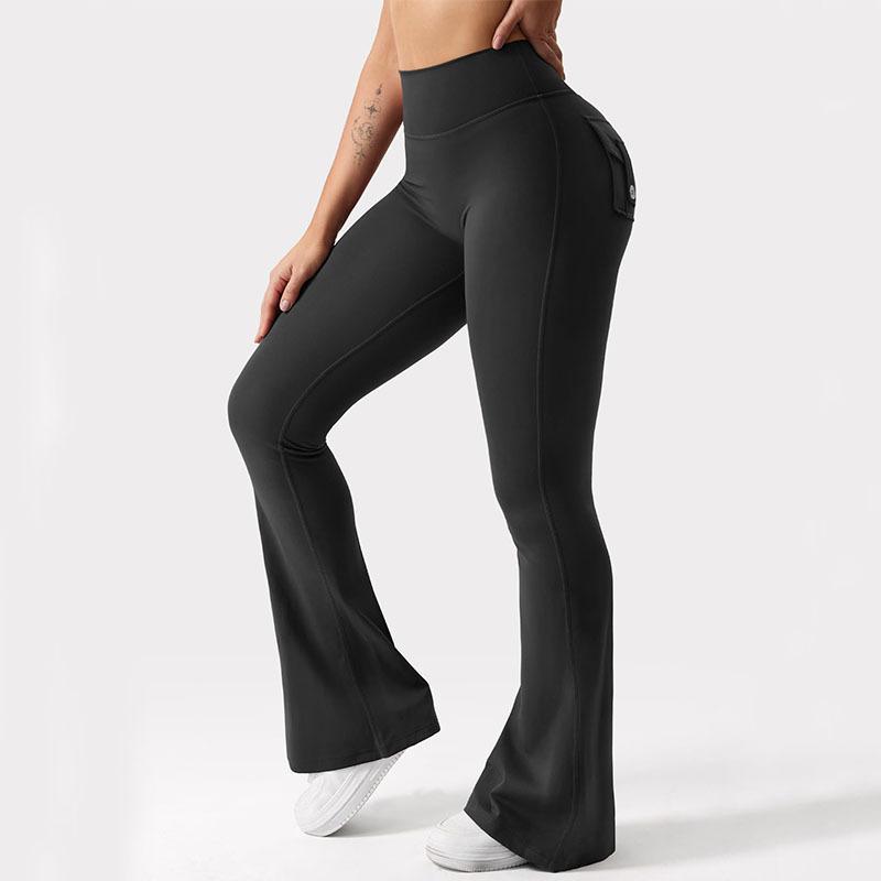 Women's High Waist Ruched Flare Leg Sports Groove Leggings, Solid Color Bell Bottom Trousers, High Stretch Seamless Flared Yoga Leggings, Ladies Sportswear Clothing for Gym Training Running Yoga, Back To School Outfits, Summer Outfits 2024, Gym Outfits