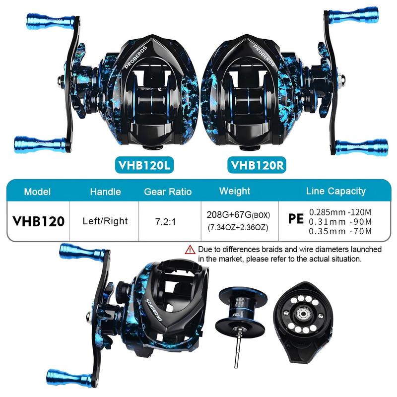 3+1BB Magnetic Brake Baitcasting Reel, 7.2:1 Gear Ratio Fishing Reel, Outdoor Fishing Accessories for Fishing Enthusiasts