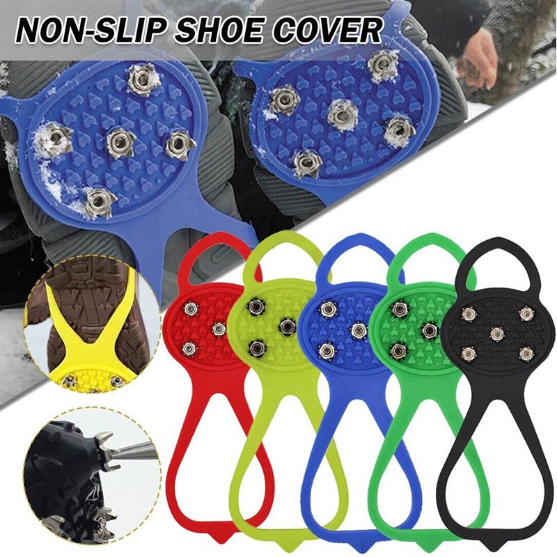 5 Color Strong Grip 5 Studs Anti-Skid Snow Ice Climbing Spikes Ice Grips Cleats Crampons Winter Climbing Anti Slip Shoes Cover