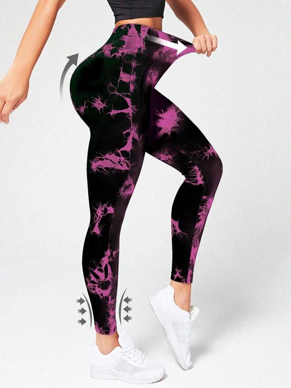 Women's Tie Dye Print High Waist Sports Leggings, Casual Comfy Breathable Skinny Pants for Yoga Gym Workout Running, Ladies Sportswear for All Seasons