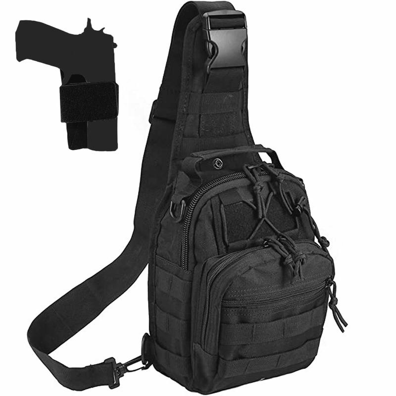 Tactical Shoulder Sling Bag Small Outdoor Chest Pack for Men Traveling, Trekking, Camping, Rover Sling Daypack Black