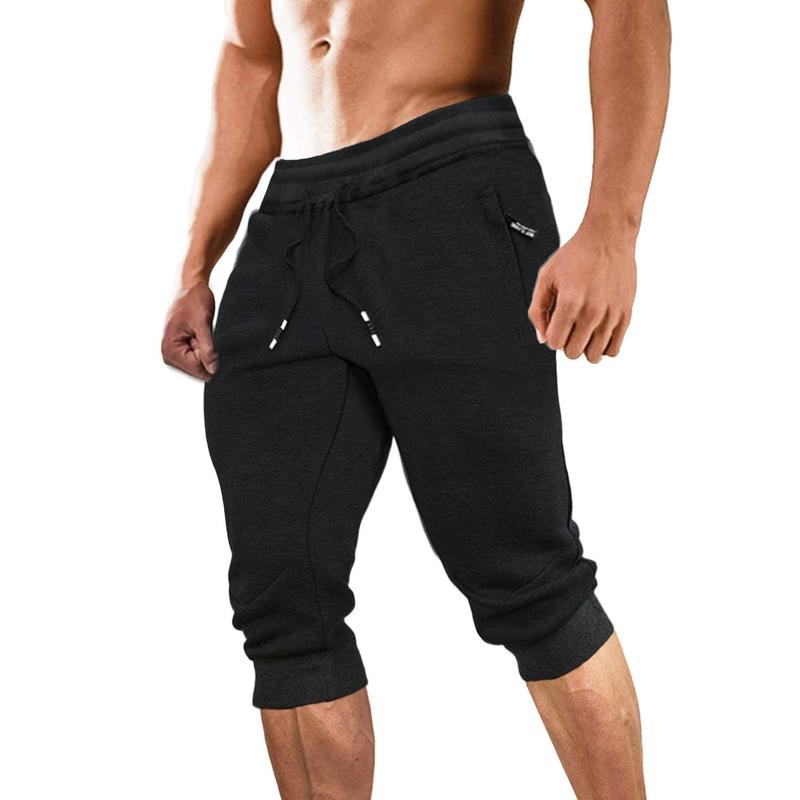 MAGCOMSEN Men's 3 4 Joggers Capri Pants with Zipper Pockets Slim Fit Training Running Workout Capri Joggers