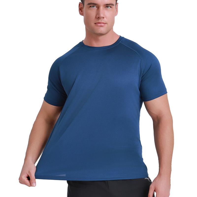 5 Pack Men's Short Sleeve Shirts, Breathable Dry Fit Moisture Wicking T-Shirts,  Gym Athletic Workout Running , Men's Wear sport tees gym wear top men clothes