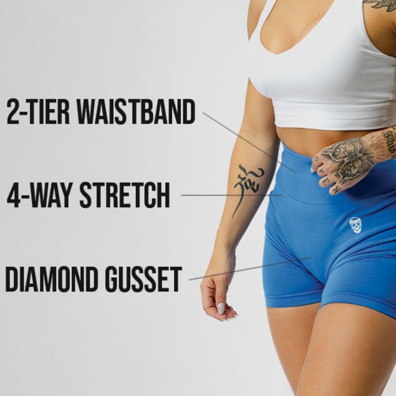 Women's high waist belly suction moisture wicking perspiration breathable, double belt. Squat protective running Yoga fitness body tight seamless high spring sports shorts Women's High Women's High bikershorts cold wash multicoloured cold wash green