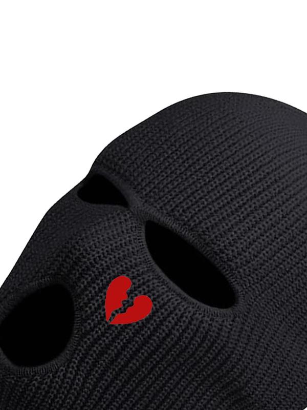 Heart Embroidery Knitted Full Face Cover, New Trendy Balaclava Cap Ski Mask, All Seasons Outdoor Sports Ski Cover for Men Women Uv Protector Motorcycle