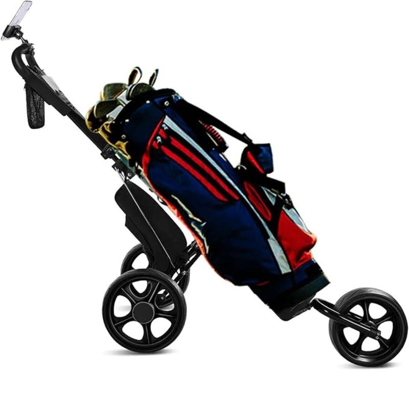 JANUS Golf Cart, Foldable Golf Push Cart, Golf Bag Cart, Fits Golf Stand Bag and Golf Cart Bags, Golf Caddy Cart with Optional Large Wing or Small Wing, Includes Ice Bag