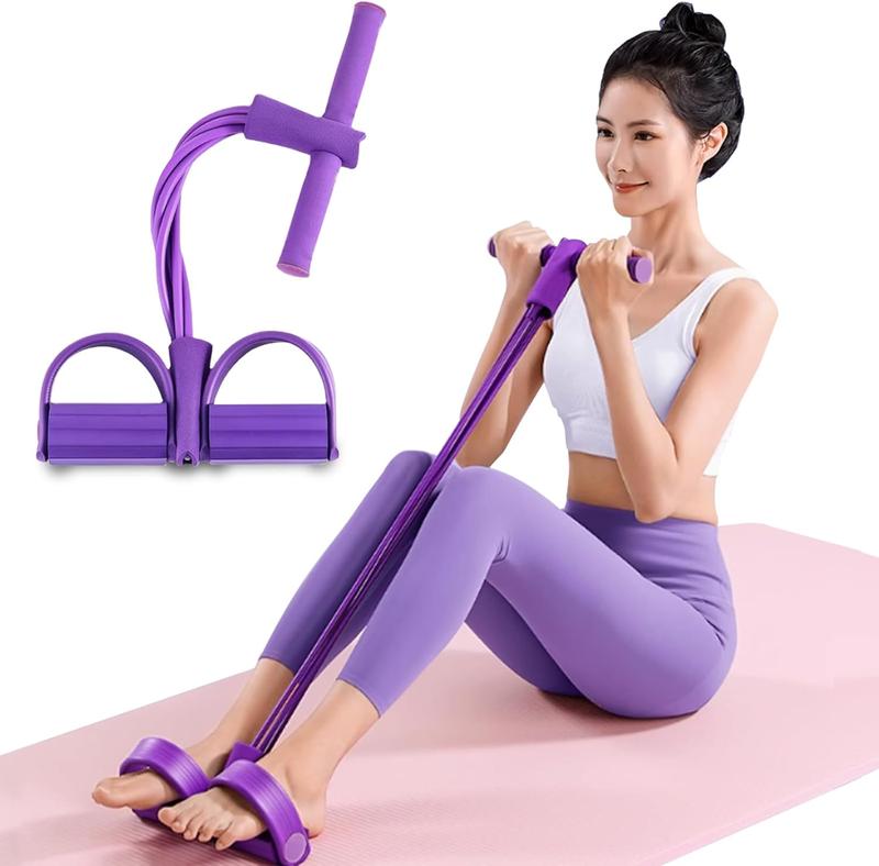 Yoga Elastic Resistance Band, 4-tube Foot Pedal Resistance Band, Sit-Up Pull Rope Puller, Yoga Fitness Gym Equipment, Convenient and Durable Fitness Equipment for Yoga Stretching Slimming Training