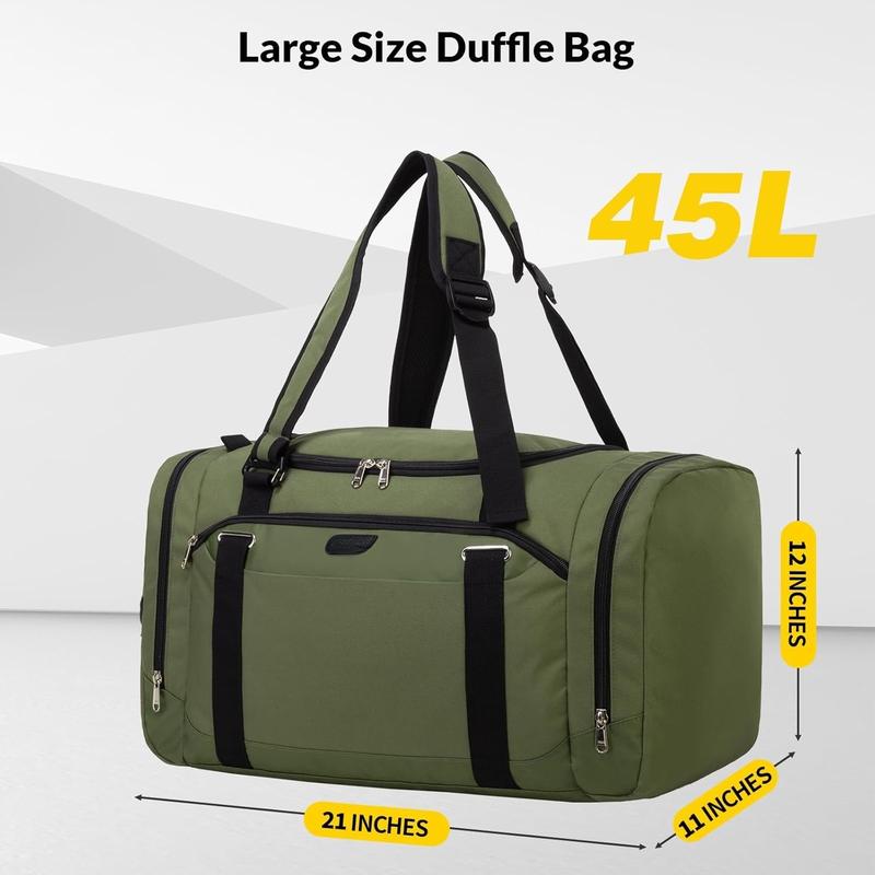 Gym Bag for Men - 45L Duffle Bag for Travel Backpack Carry On Backpack with Shoe Compartment Large Weekender Bag Overnight Bag for Sports Gym Travel - Green