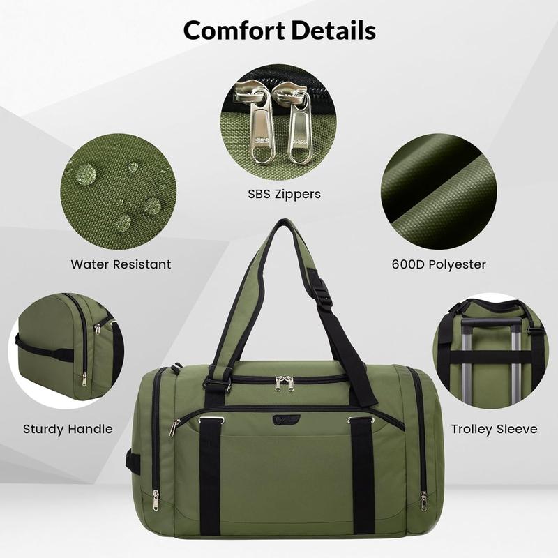 Gym Bag for Men - 45L Duffle Bag for Travel Backpack Carry On Backpack with Shoe Compartment Large Weekender Bag Overnight Bag for Sports Gym Travel - Green