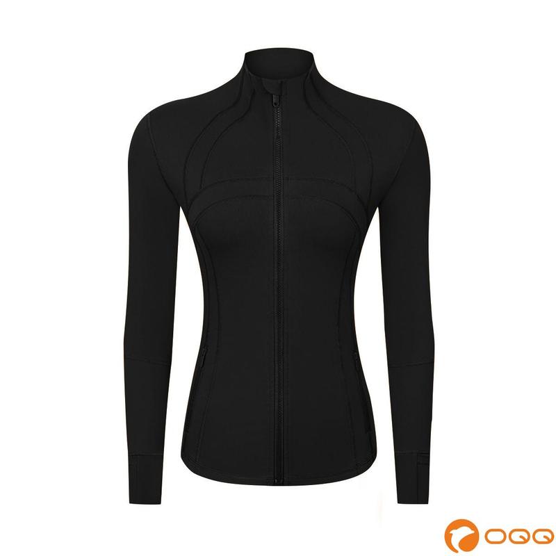 OQQ Women's Zipper Running Sports Jacket for Yoga and Fitness