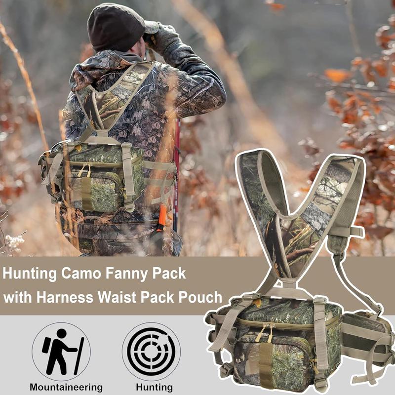 Hunting Fanny Pack, Waist-Pack Style Hunting Pack, Camo Hunting Fanny Waist Pack with Shoulder Straps and Harness Pouch, Available in Backpack and Lumbar Pack Styles