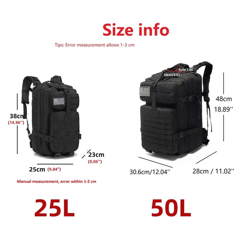 1000D Nylon Waterproof  Outdoor Rucksacks Tactical Sports Camping Hiking Trekking Fishing Hunting Bag Backpack 25L 50L