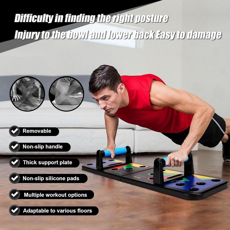 Push Up Board - 9 in 1 Multi-Function Handles, Detachable Pushup Board, Portable Home Workout Equipment for Men and Women