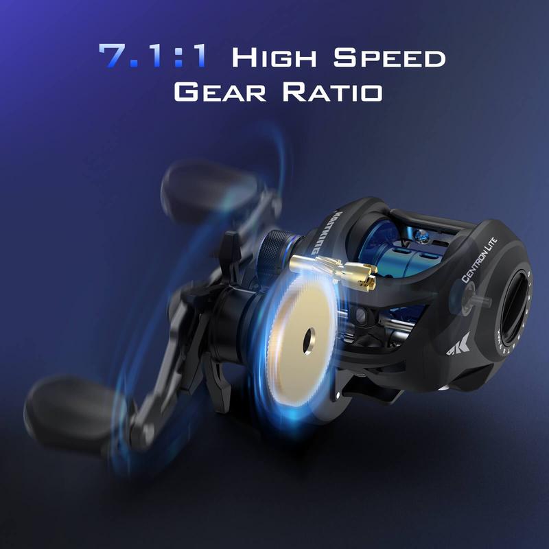 KastKing Centron Lite Baitcasting Reel  Lightweight, Glass Fiber Infused Nylon Frame – 7.6 OZ – 5 + 1 Anti-Reverse Ball Bearings, 7.1:1 High-Speed Gear Ratio Fishing Reel with Compact Design