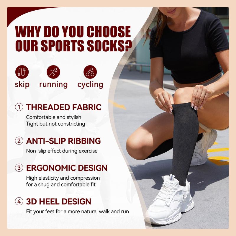 SHOWITTY 4 Pairs Sports Socks for Women & Men - Best Support for Medical, Circulation, Nurses, Running, Travel