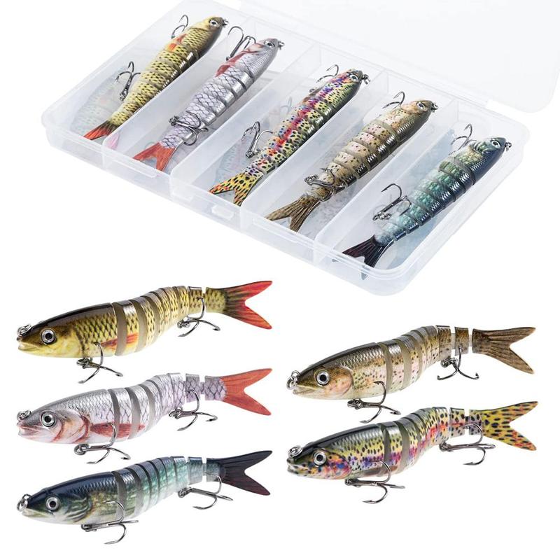 5pcs set Multi-section Fishing Lure, Lifelike Jointed Fish Bait, Slow Sinking Crank Bait for Fishing, Fishing Equipment, Flyfishing, Solocamping, Picnicaesthetic, Summer Gift