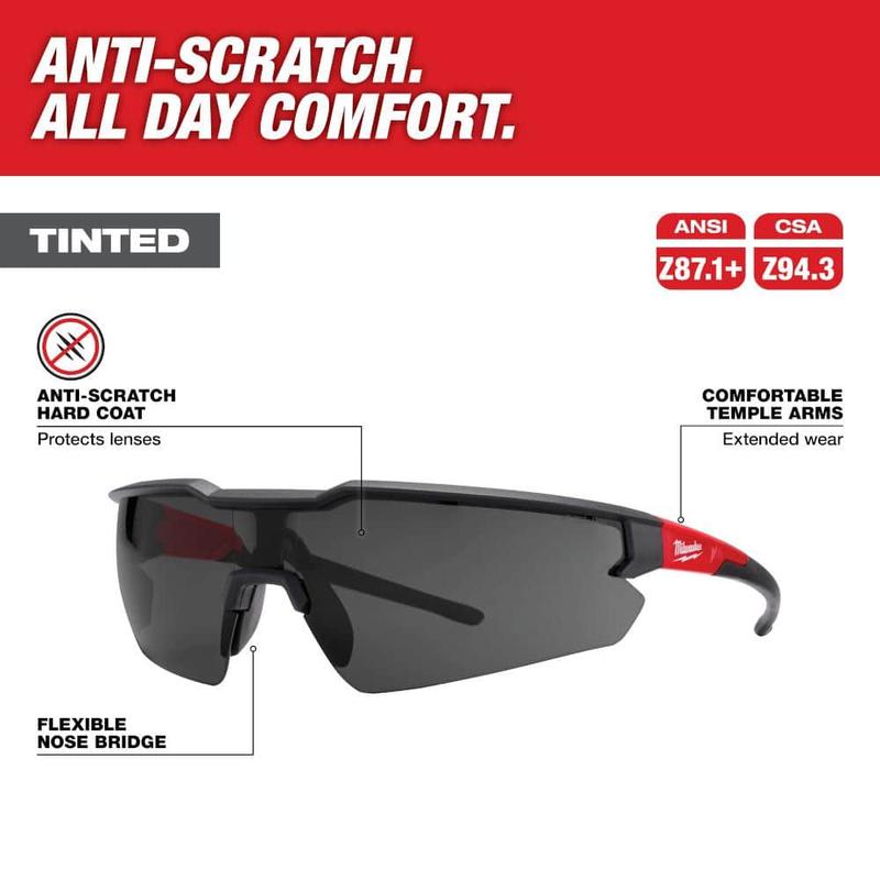 Milwaukee Tinted Safety Glasses Anti-Scratch Lenses