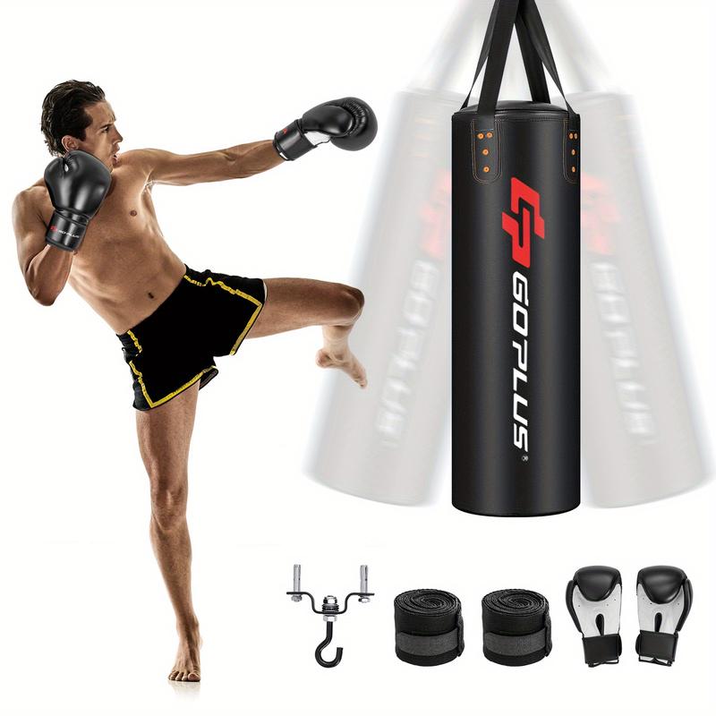 4-In-1 Multigot Heavy-Duty Hanging Punching Bag Set - Unfilled Kick Boxing Bag with Premium Gloves and Adjustable Straps for Intensive Training and Fitness Workouts