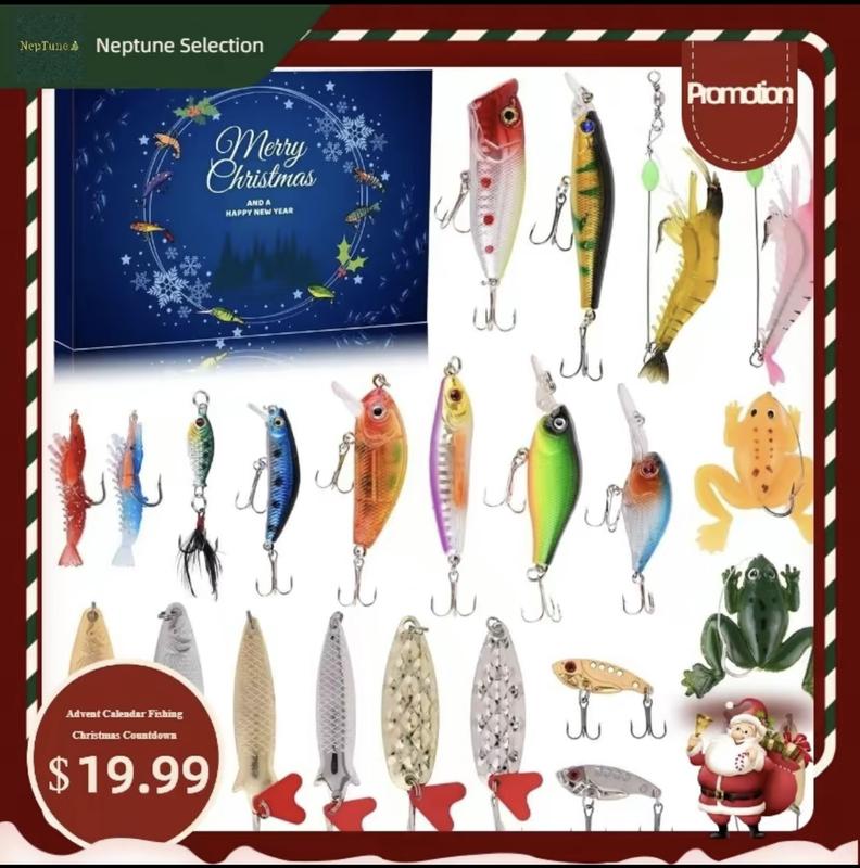 Fishing Advent Calendar 2024-24 Days of Premium Fishing Lures for Men, Teens, and Adults - The Ultimate Christmas Vacation Advent Calendar 2024 for Freshwater & Saltwater