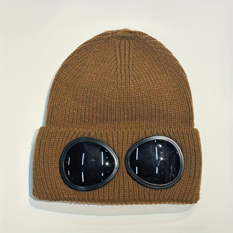 Windproof Knit Beanie with Goggles - Thick, Warm & Stylish for Skiing | Ear Protection Winter Hat