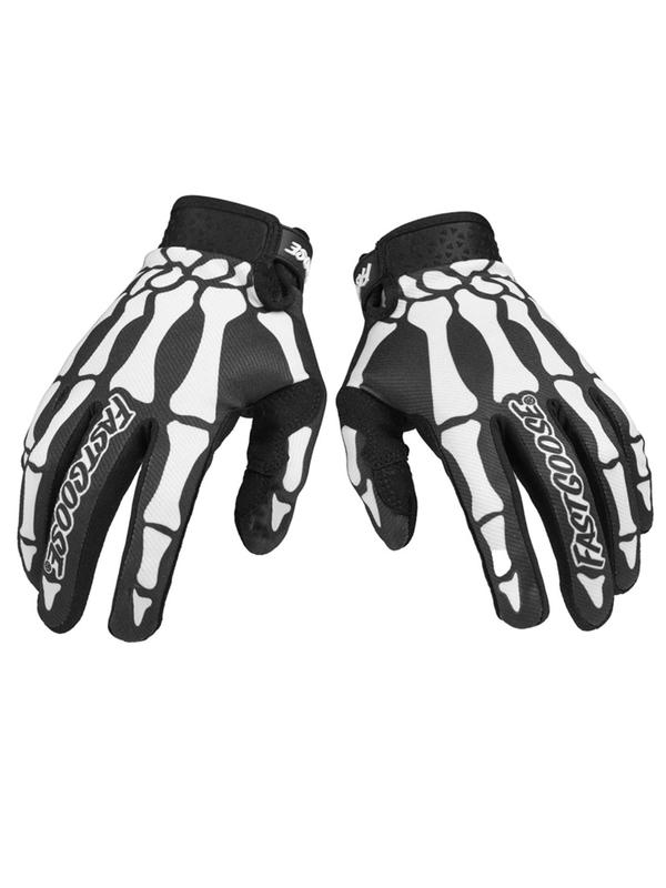 Skeleton Letter Print Sports Gloves, Breathable Non-slip Cycling Gloves, Outdoor Sports Protector for Men & Women