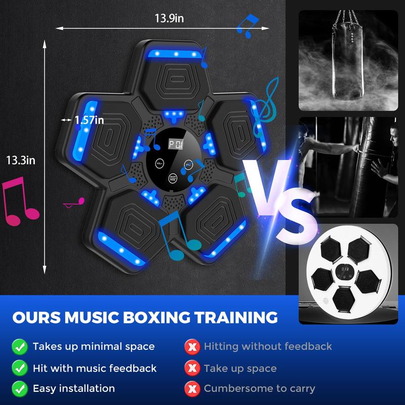 2024 Music Boxing Machine with Boxing Gloves, Smart Bluetooth Boxing Machine with LED Electronic Wall Mounted, Music Boxing Target Workout Punching Equipment for Home(Upgrade)