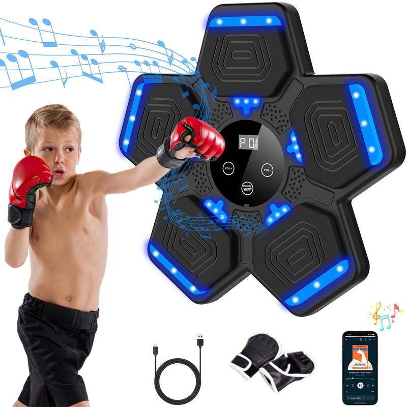 2024 Music Boxing Machine with Boxing Gloves, Smart Bluetooth Boxing Machine with LED Electronic Wall Mounted, Music Boxing Target Workout Punching Equipment for Home(Upgrade)