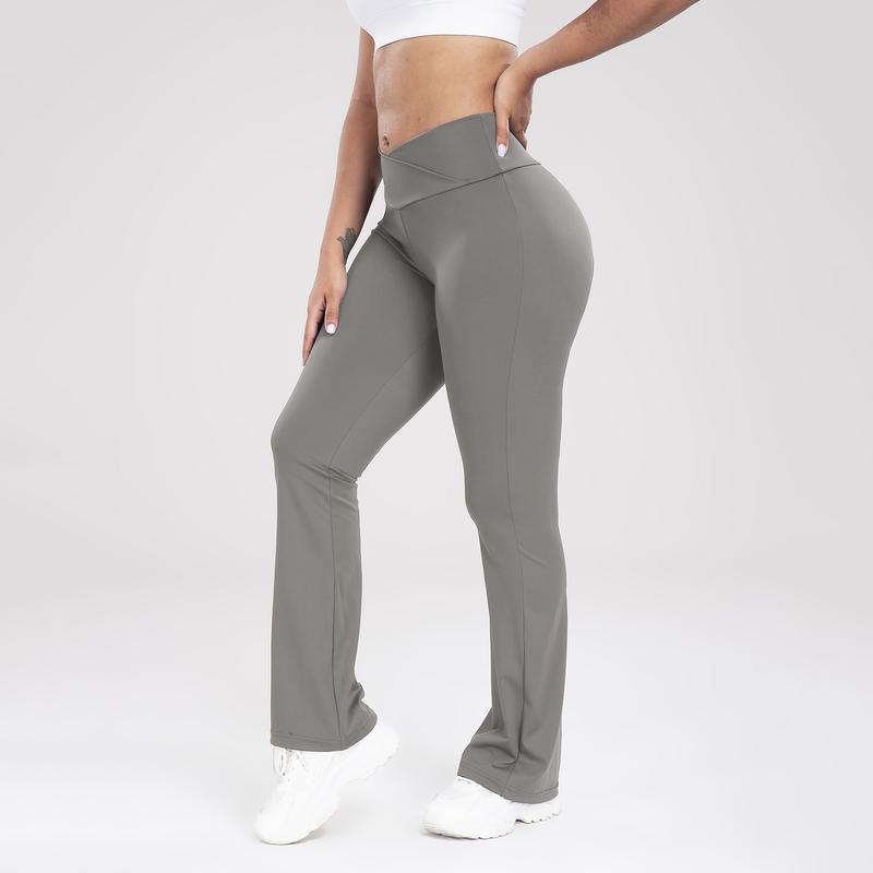 Women's Solid Color Flare Leggings for Running and Yoga, High Waist Wide Leg Bootcut Pant Sports Pants for All Season